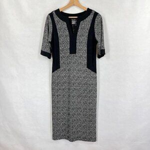 Eva Varro Herringbone Print Shift Dress Professional Career Woman Boss NWT M